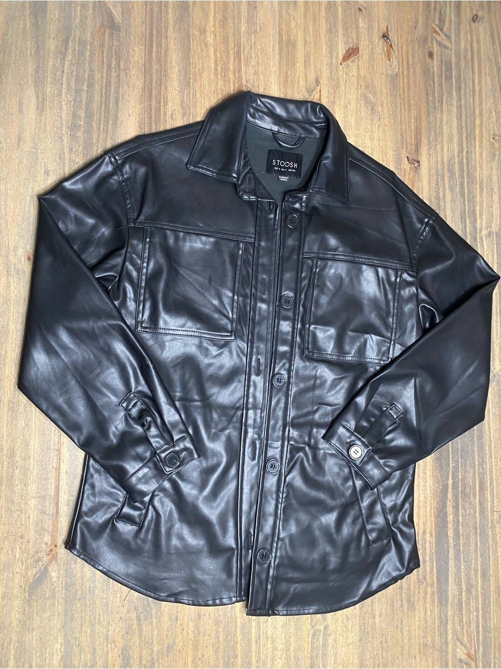 Stoosh Black Faux Leather Shirt Jacket